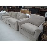 A three seater settee and similar chair