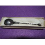 A Norwegian silver spoon having twist stem to ball terminal with engraved bowl