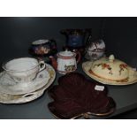 A selection of ceramics including hand decorated hard paste tea cup and Carlton ware