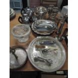 A selection of fine plated wares including tea set