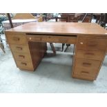 A vintage golden oak desk