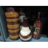 A selection of mid century West German pottery vases (one AF)
