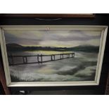 An original painting by Brenda Gale Winter Sunset Windermere