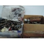 Two boxes of audio and radio spares and repair parts