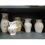 A selection of large jugs including Conwy pottery