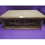 A hand carved pine bible or similar box