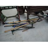 A selection of garden and hedging tools