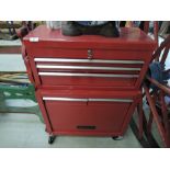 A garage or machine shop rolling tool chest
