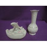 Two ceramics by Belleek Ireland including Salmon fish