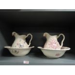 A selection of wash jug and bowl sets