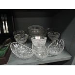 A selection of clear cut crystal glass wares