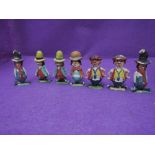 Eight 1960's Cherilea plastic figures, Diddy-Men, complete set of four with four extra similar