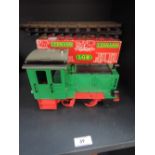 A Lehmann LGB battery operated plastic G scale 0-4-0 locomotive in original box with two pieces of