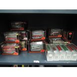 A shelf of EFE diecast buses, all boxed, approx 26