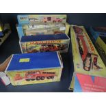 Four Matchbox King Size diecasts, 8-Wheel Tipper Truck K1, Prime Mover and Transporter with