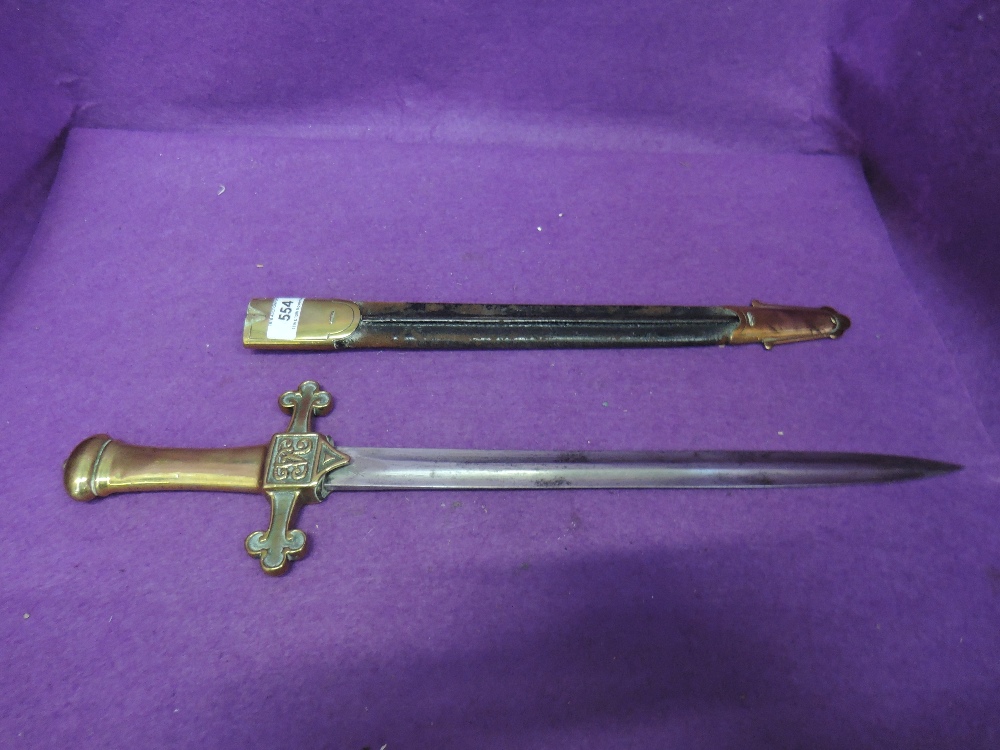 A 19th century Queen Victoria Drummers Sword by Molf of Birmingham, 13 inch blade, plain brass grip,