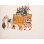 • NOEL LAURA NISBET (1887-1956) PUPPETS ON A CART titled & dated l.r., studio stamp l.l. watercolour