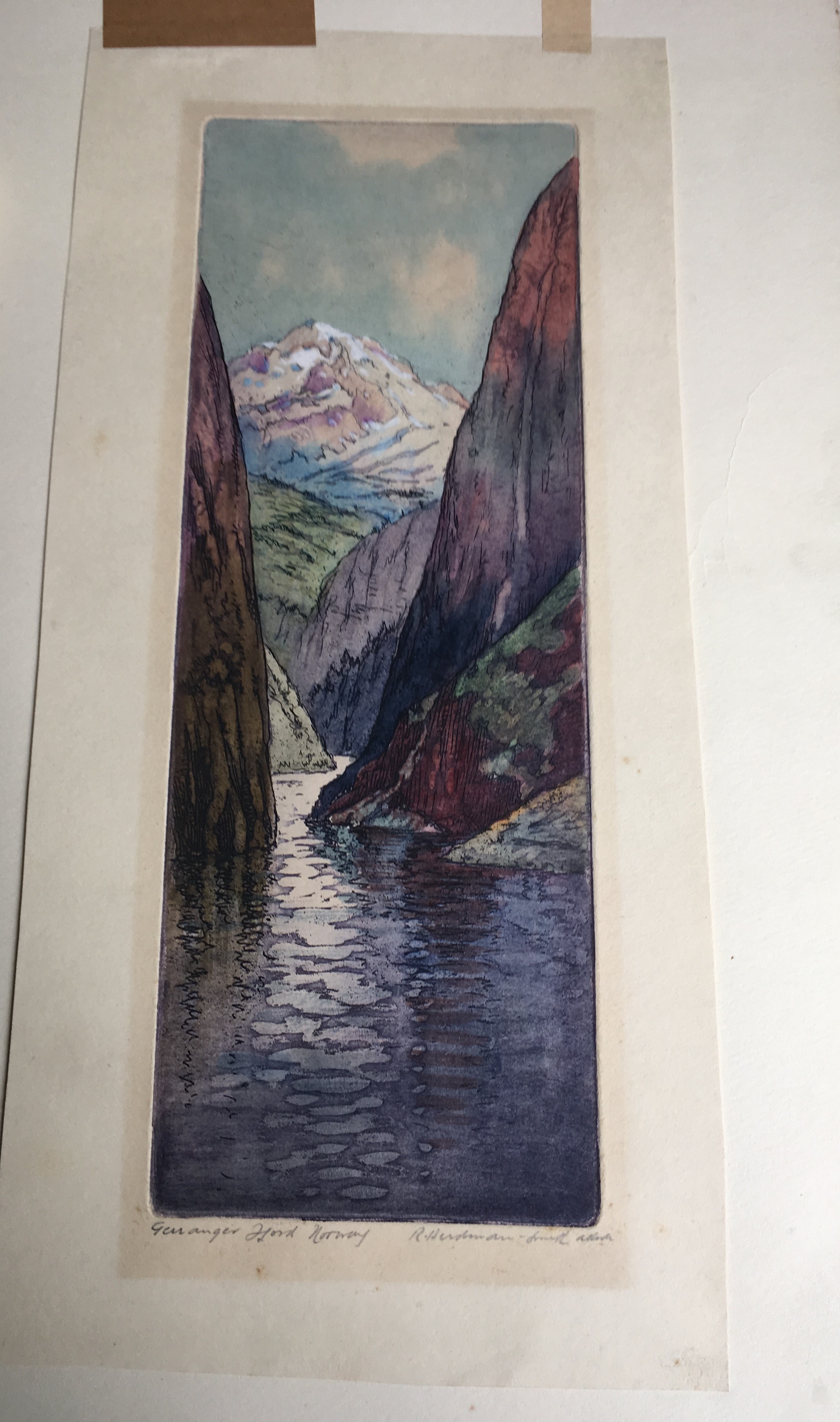 □ ROBERT HERDMAN SMITH (1879-1945) GERAINGER FJORD, NORWAY titled & signed beneath plate woodcut - Image 9 of 9