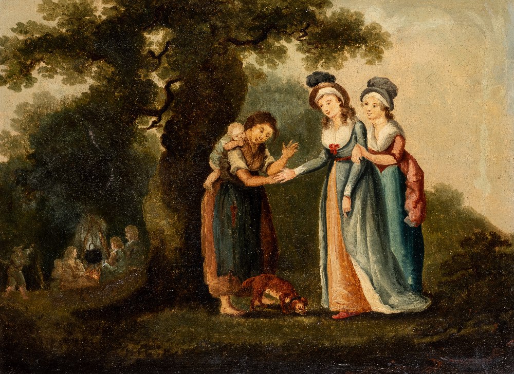 BRITISH PROVINCIAL SCHOOL (MID 18th CENTURY) THE BENEVOLENT LADIES oil on canvas 37.5 x 49.5cm /