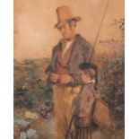 ERSKINE NICOL, A.R.A., R.S.A. (1825-1904) A FATHER & SON FISHING signed & numbered l.l. 196