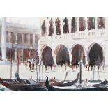 • ROY PETLEY (b.1950) GONDOLAS & THE DOGE'S PALACE, VENICE (1994) watercolour 68.0 x 86.0cm / 26 3/4