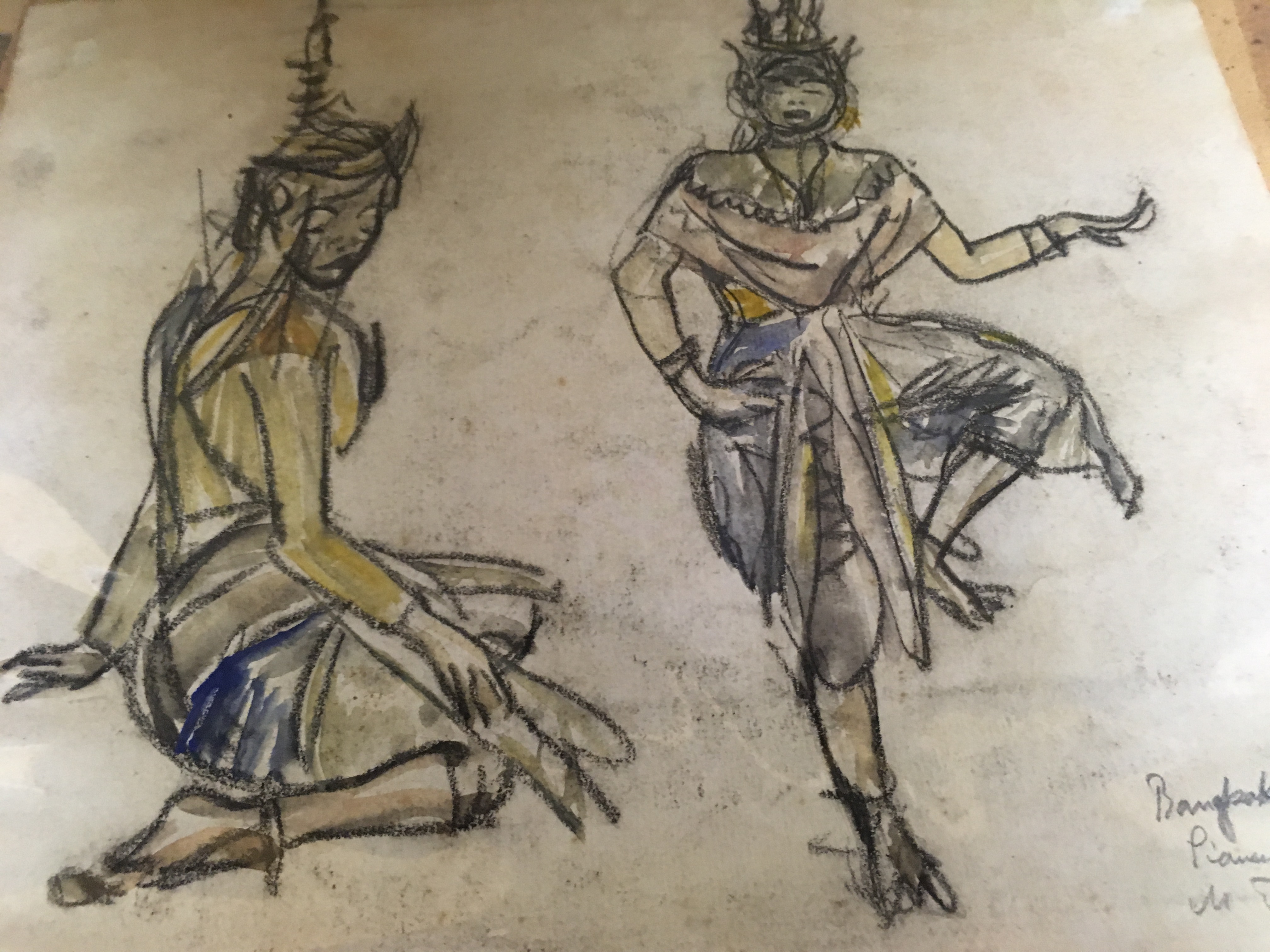 • MAGNUS BENGTSSON (1888-1956) A SKETCH OF TWO THAI DANCERS, AND A JAVANESE LADY both signed, titled - Image 2 of 3