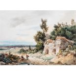 JEAN-ANTOINE-SIMÉON FORT (1793-1861) AN EXTENSIVE NORTH EUROPEAN LANDSCAPE VIEW WITH MEDIEVAL