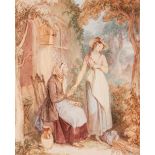 JOHN MASEY WRIGHT (1777-1866) THE PENITENT DAUGHTER pen & ink with watercolour 36.0 x 28.5cm / 14