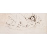 CAMDEN TOWN SCHOOL (EARLY 20th CENTURY) A RECLINING FEMALE NUDE, SAID TO BE NINA HAMNETT inscribed