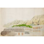 COLONIAL SCHOOL (19th CENTURY) A VIEW OF JAMESTOWN, ST HELENA watercolour 29.7 x 45.7cm / 11 3/4 x