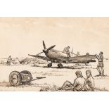 • WILLIAM THOMAS RAWLINSON (1912-1993) SPITFIRE MK.IX, NO.92 SQUADRON, GROUND CREW READY FOR TAKE