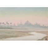 EDWARD CLIFFORD, R.I. (1844-1907) DAWN AT THE TAJ MAHAL titled, initialled & dated l.l. 1888