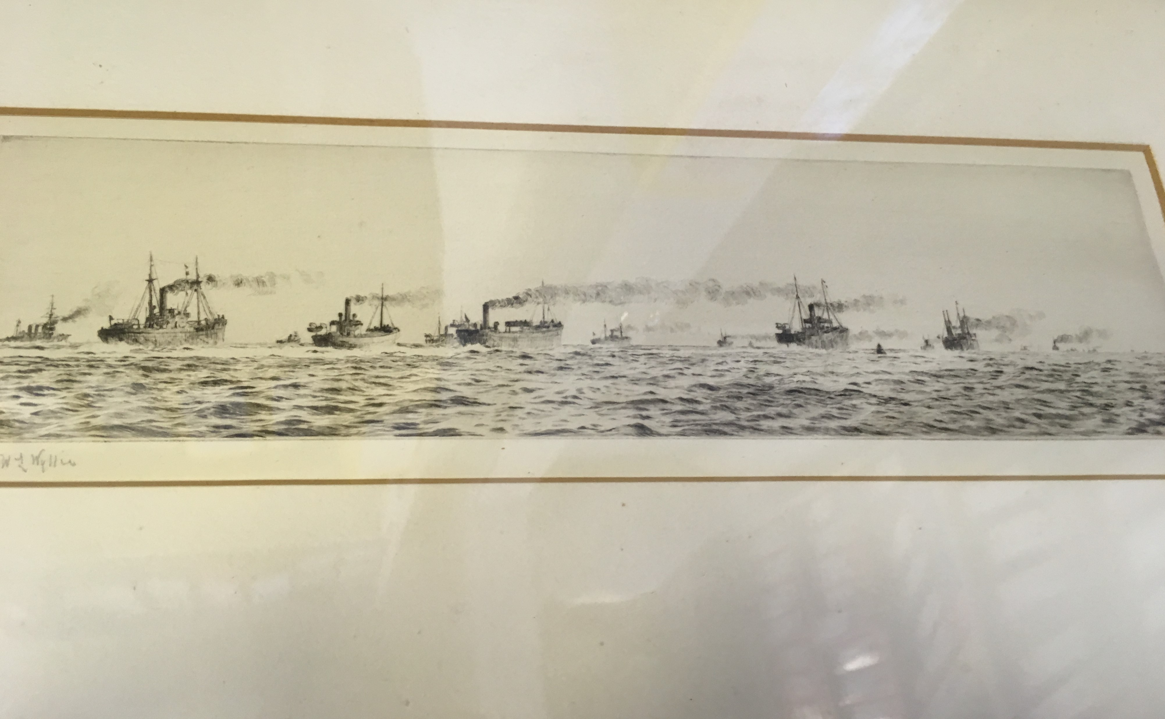 WILLIAM LIONEL WYLLIE (1851-1931) A CONVOY AT SEA signed l.l. W. L. Wyllie etching Image: 8.5 x 33. - Image 2 of 6