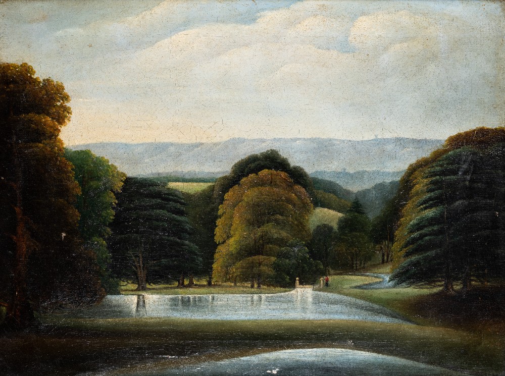 BRITISH PROVINCIAL SCHOOL (MID 18th CENTURY) A PARKLAND VIEW oil on canvas 37.0 x 50.0cm / 7 x 10