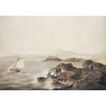 ATTRIBUTED TO WILLIAM PAYNE (1760-1830) SMUGGLERS BY THE COAST with indistinct inscription visible