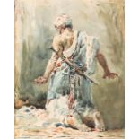 MARIANO FORTUNY Y CARBÓ (1838-1874) THE WARRIOR signed l.r. M Fortuny watercolour 26.0 x 21.0cm / 10