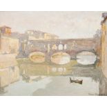 GEORGE WARD (fl.1885-1925) PONTE VECCHIO, FLORENCE signed & dated l.r. 1923 oil on board 27.5 x 34.