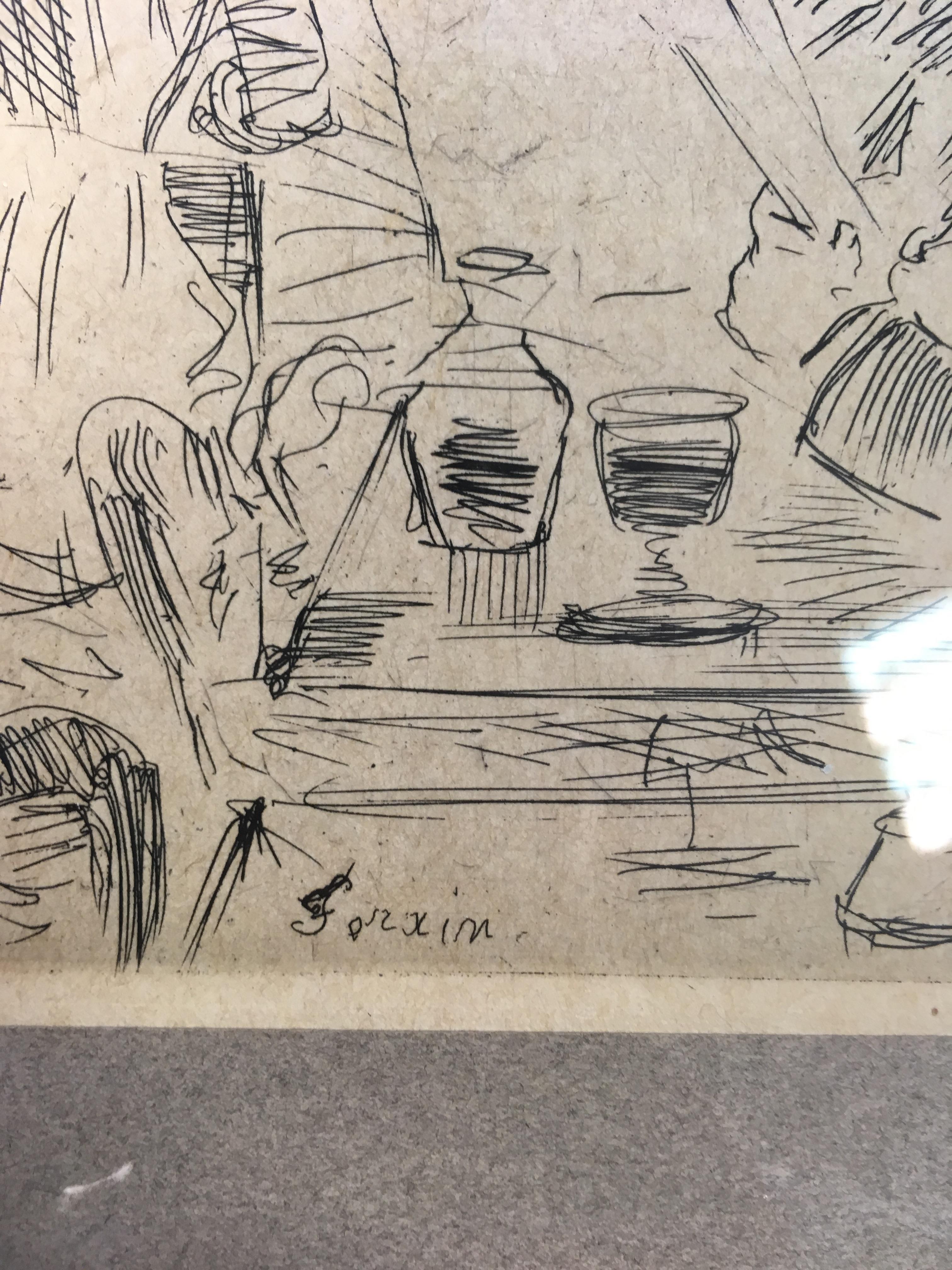 AFTER JEAN-LOUIS FORAIN (1852-1931) AU CAFÉ, LA NOUVELLE ATHENS signed within plate l.m. Forain - Image 2 of 3