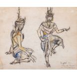 • MAGNUS BENGTSSON (1888-1956) A SKETCH OF TWO THAI DANCERS, AND A JAVANESE LADY both signed, titled