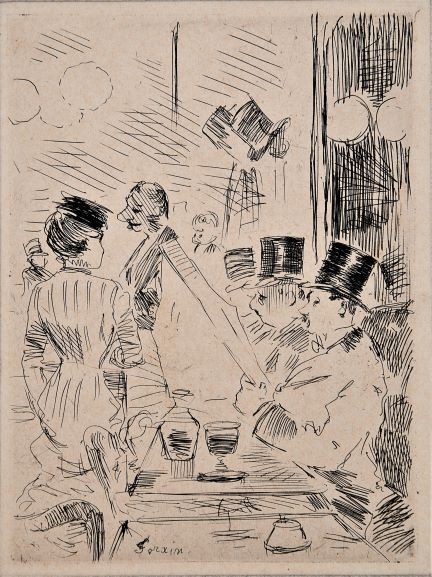AFTER JEAN-LOUIS FORAIN (1852-1931) AU CAFÉ, LA NOUVELLE ATHENS signed within plate l.m. Forain