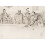 CHRISTIAN WILHELM ALLERS(1857-1915) GENTLEMEN PLAYING SNOOKER signed, inscribed & dated l.r. 1889