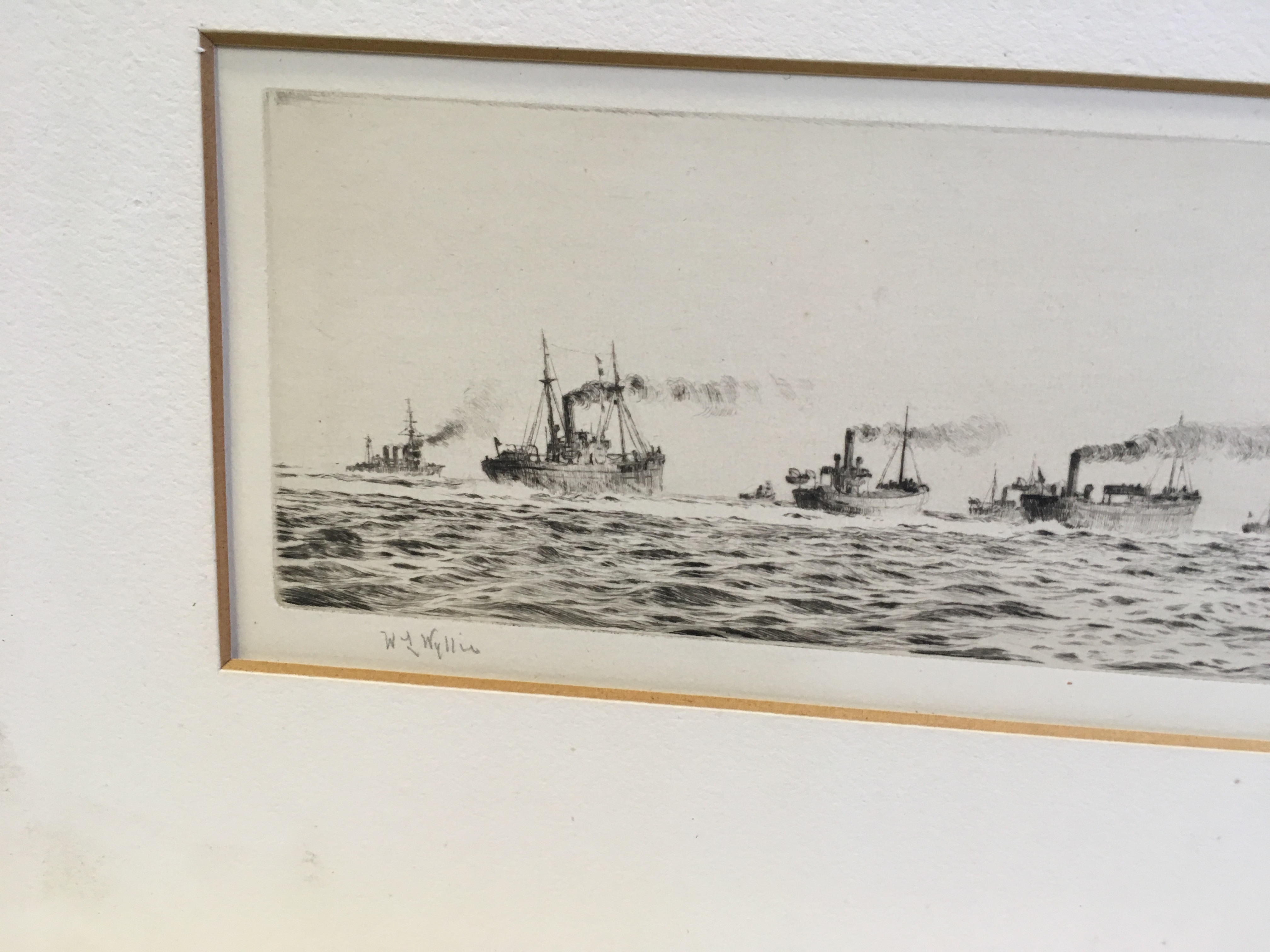 WILLIAM LIONEL WYLLIE (1851-1931) A CONVOY AT SEA signed l.l. W. L. Wyllie etching Image: 8.5 x 33. - Image 5 of 6