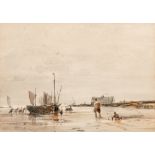 ALFRED CLINT, R.I., R.B.A. (1807-1883) A COASTAL SCENE watercolour 25.0 x 33.5cm / 9 3/4 x 13in