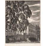 • GWENDOLEN RAVERAT (1885-1957) OLD SILVER STREET BRIDGE, CAMBRIDGE signed outside plate in pencil