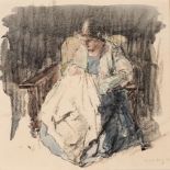 • WILLIAM DRING, R.A. (1904-1990) THE ARTIST'S WIFE signed & dated l.r. 1928 chalk & watercolour