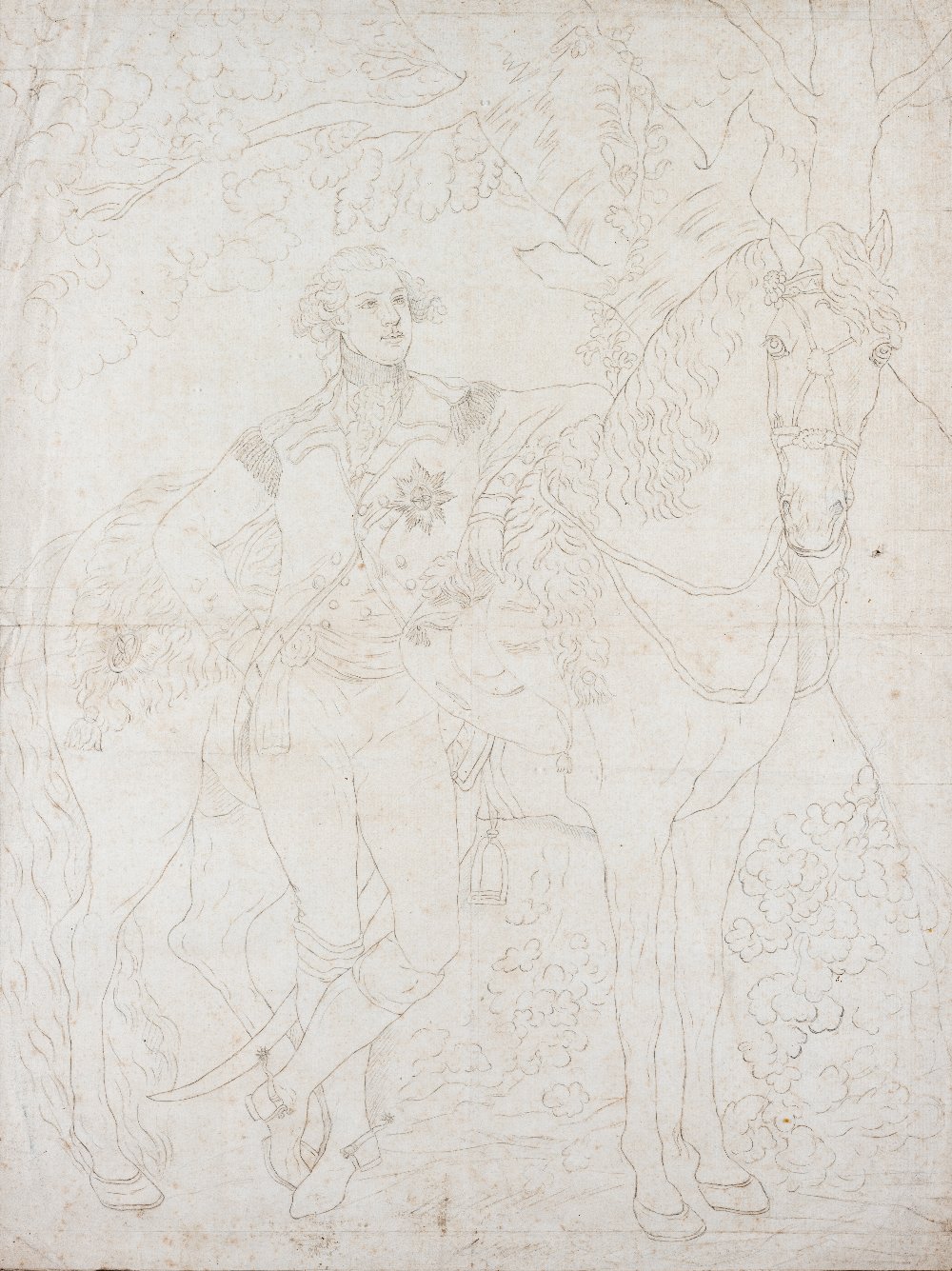 AFTER THOMAS GAINSBOROUGH, R.A. A PORTRAIT OF GEORGE IV AS PRINCE REGENT pencil 63.0 x 47.0cm / 24