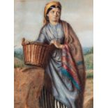 FOLLOWER OF WILLIAM HENRY HUNT (1790-1864) A YOUNG GIRL HOLDING A BASKET signed & dated beneath