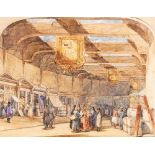 FOLLOWER OF WILLIAM SIMPSON (1823-1899) A GREEK COVERED MARKET with a collector's stamp on