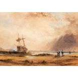 □ MANNER OF DAVID COX Jr. A BEACHED SHIP bears signature & date l.r. D Cox 1836 watercolour with