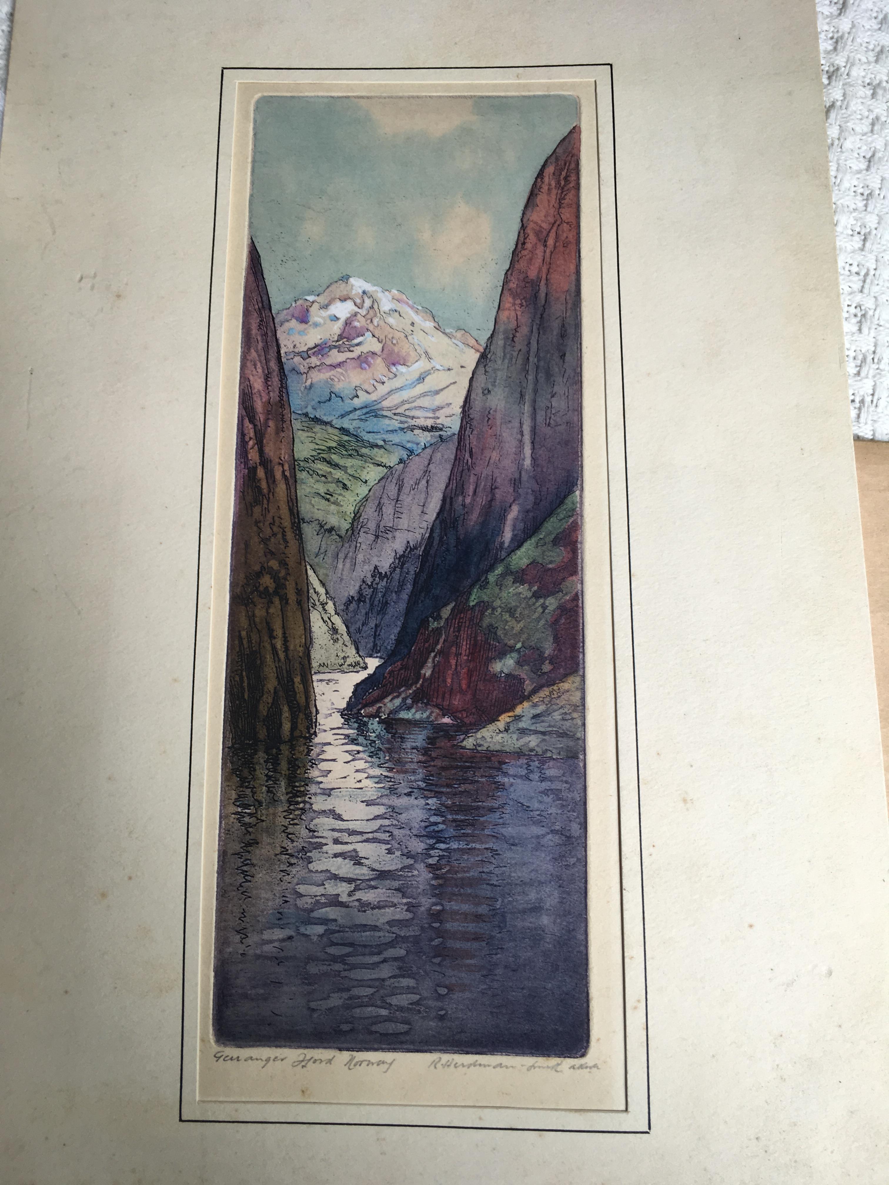 □ ROBERT HERDMAN SMITH (1879-1945) GERAINGER FJORD, NORWAY titled & signed beneath plate woodcut - Image 2 of 9